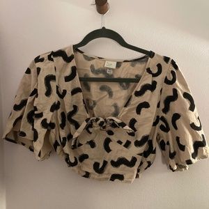 A New Day Abstract Tied Crop Top